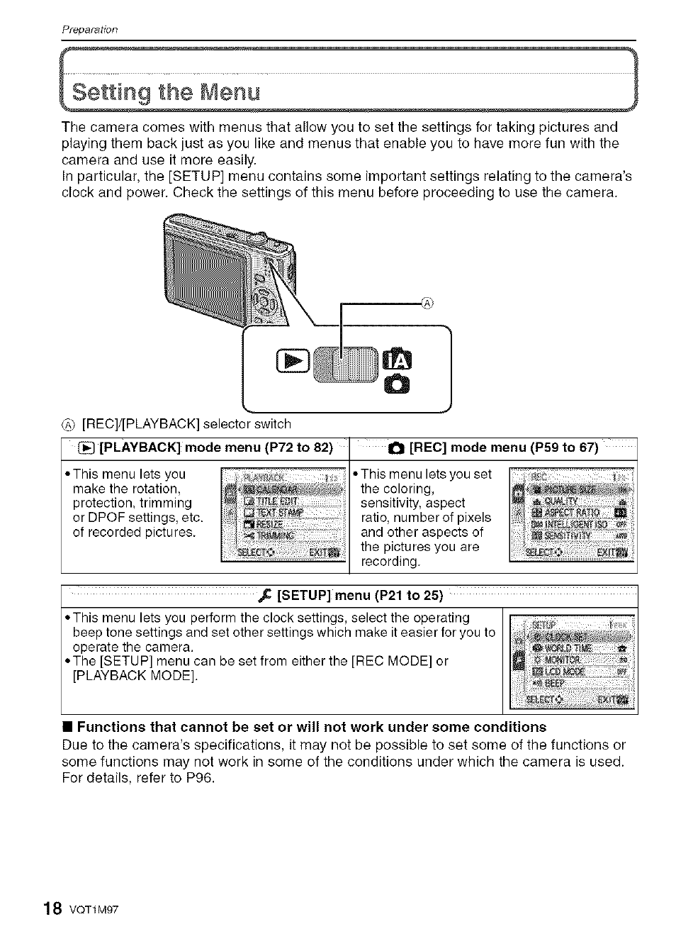 1 setting the menu, I'i ‘i i f | Panasonic DMC-FS5 User Manual | Page 18 / 120