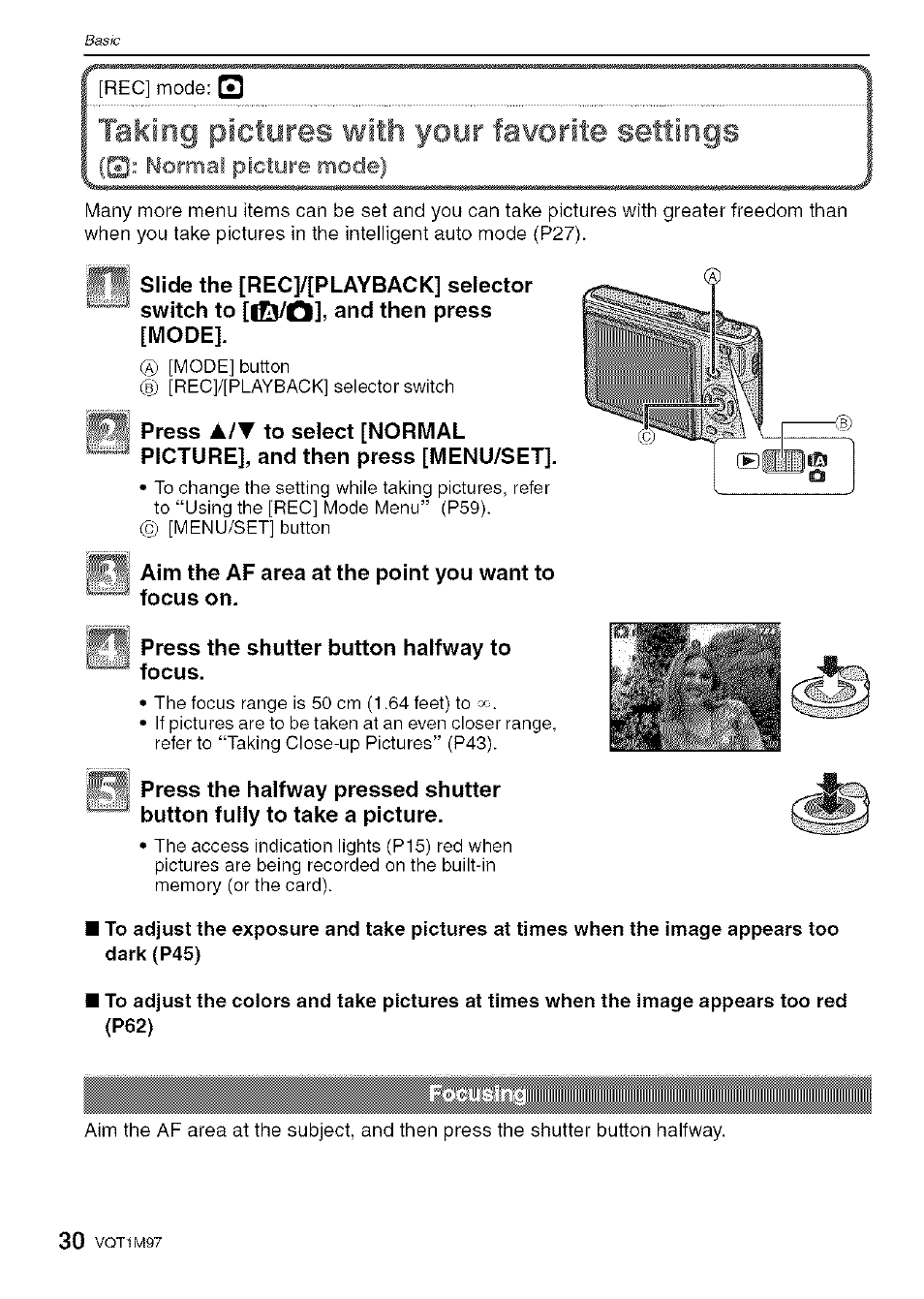 Taking pictures with your favorite settings | Panasonic DMC-FS5 User Manual | Page 30 / 120