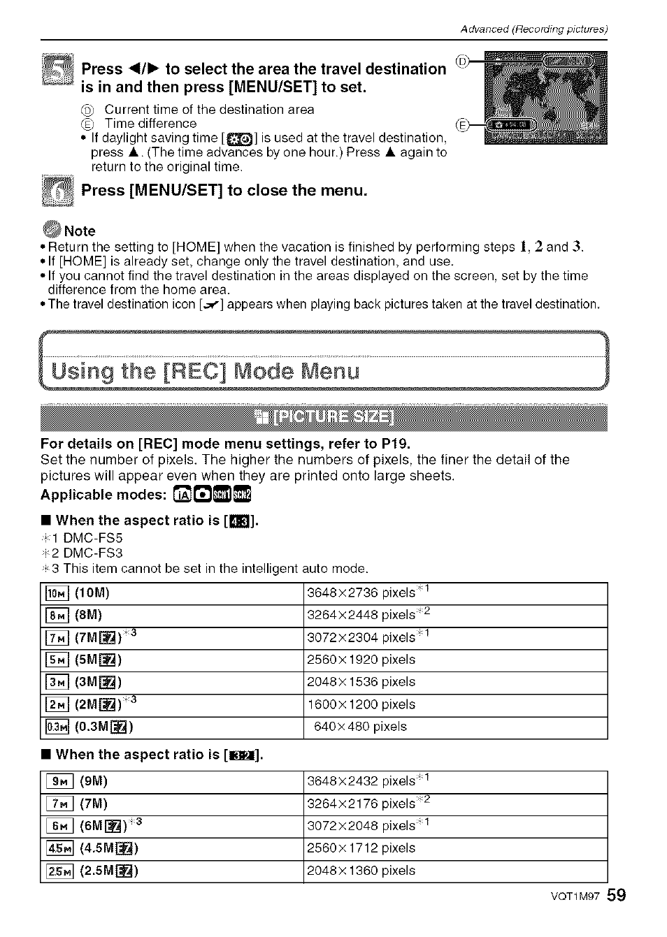 Using the [rec] mode menu | Panasonic DMC-FS5 User Manual | Page 59 / 120