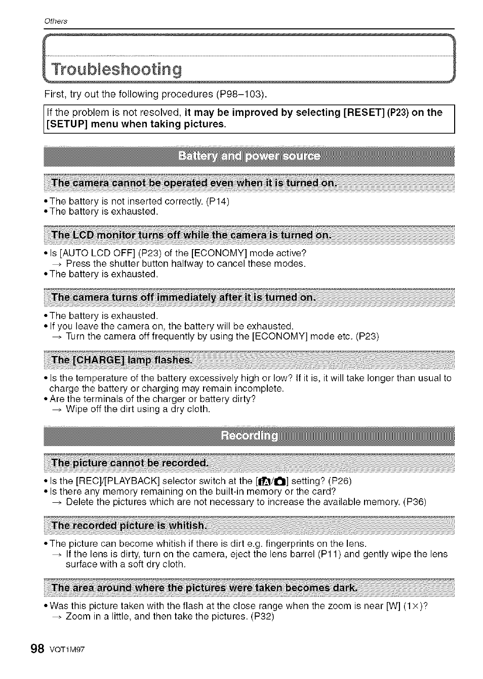 Tt-iyblesliooting | Panasonic DMC-FS5 User Manual | Page 98 / 120