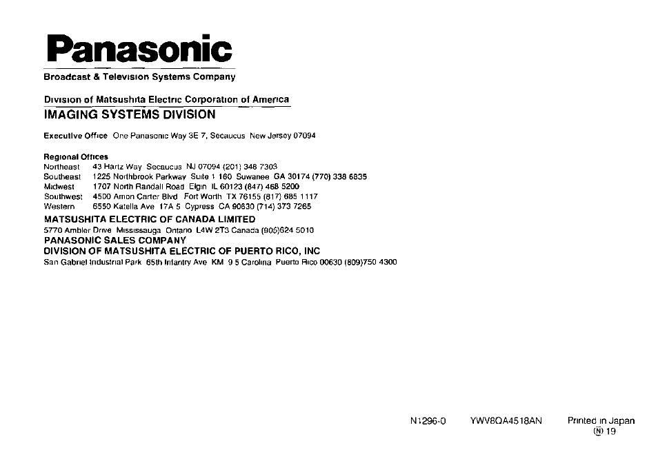 Panasonic | Panasonic WV-CP120 User Manual | Page 23 / 23