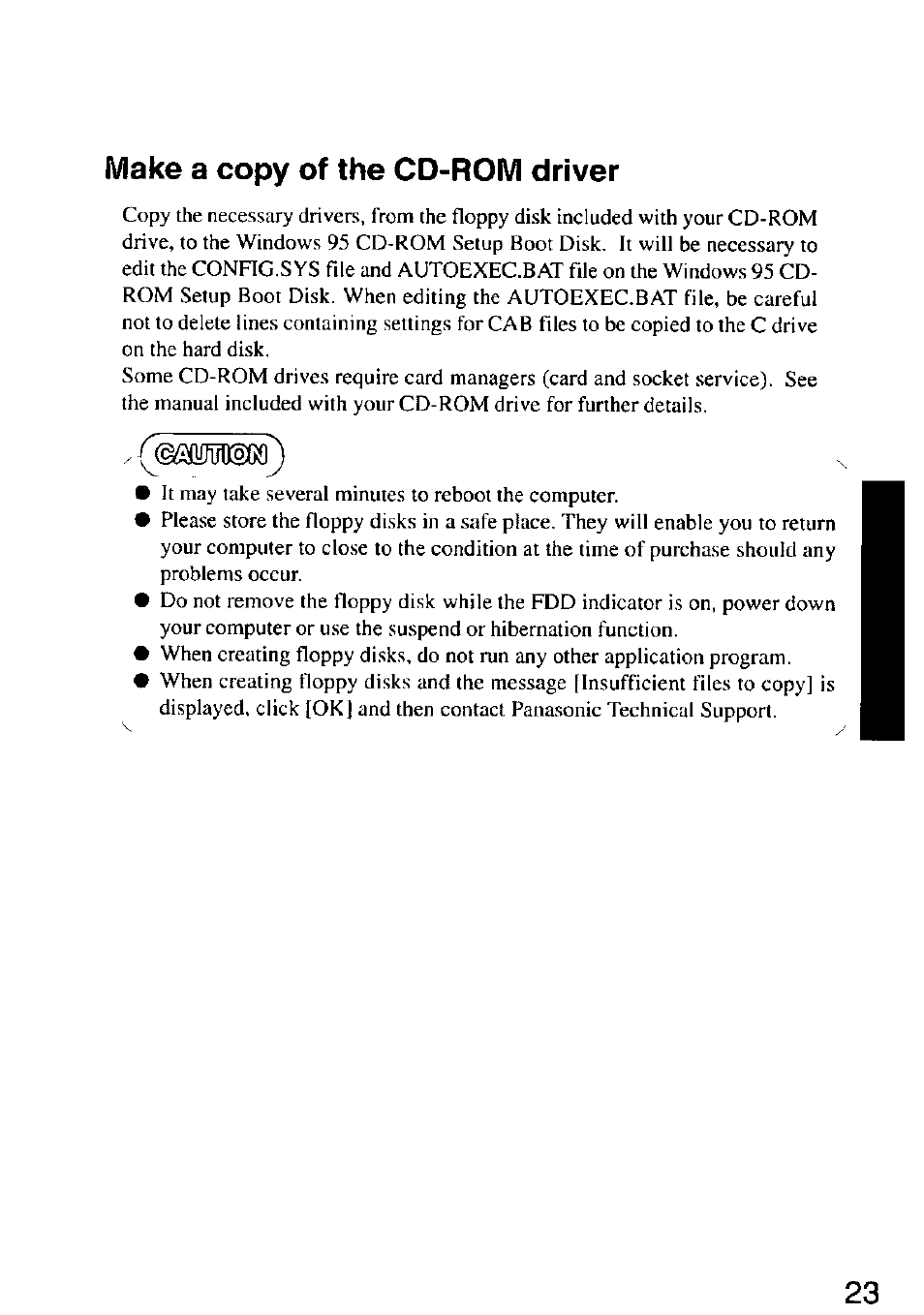 Make a copy of the cd-rom driver | Panasonic CF-M32 Series User Manual | Page 23 / 88