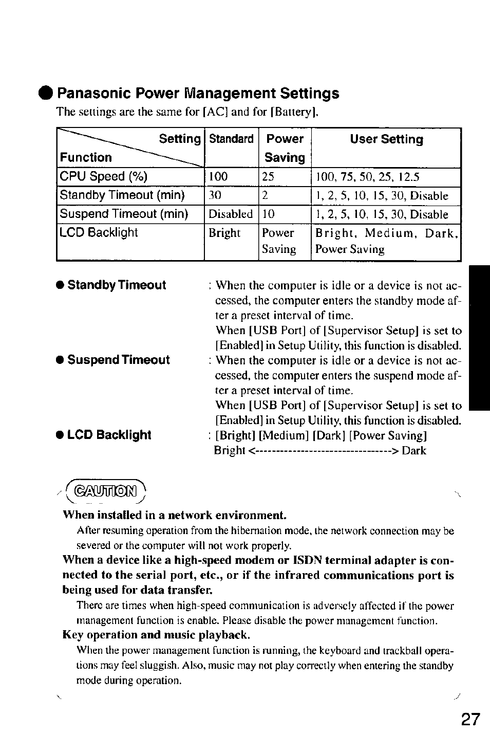 Panasonic power management settings | Panasonic CF-M32 Series User Manual | Page 27 / 88