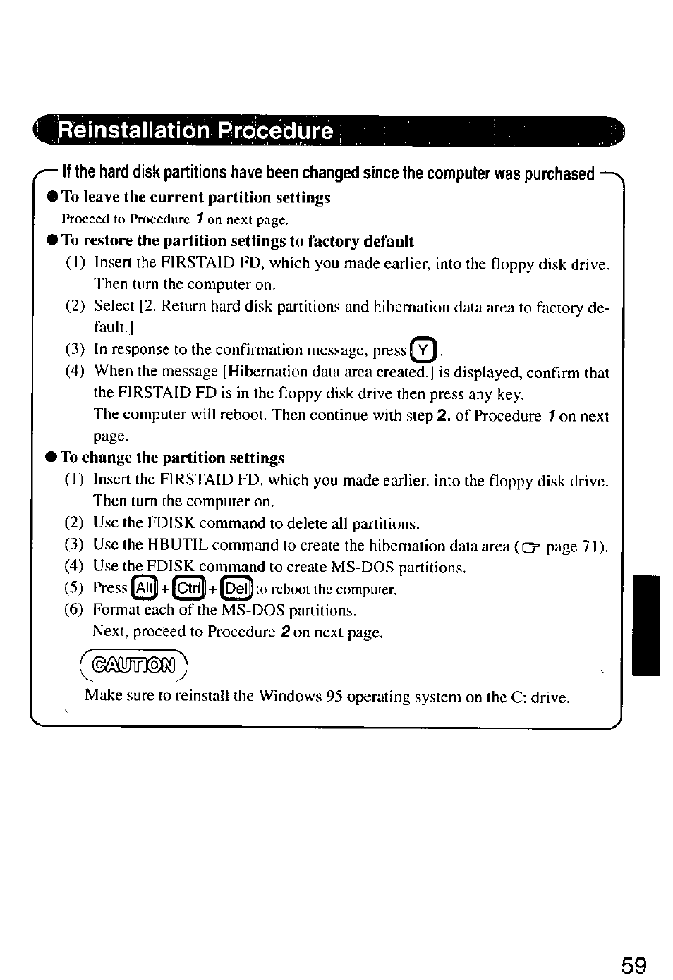 Reinstallatibn procedure | Panasonic CF-M32 Series User Manual | Page 59 / 88