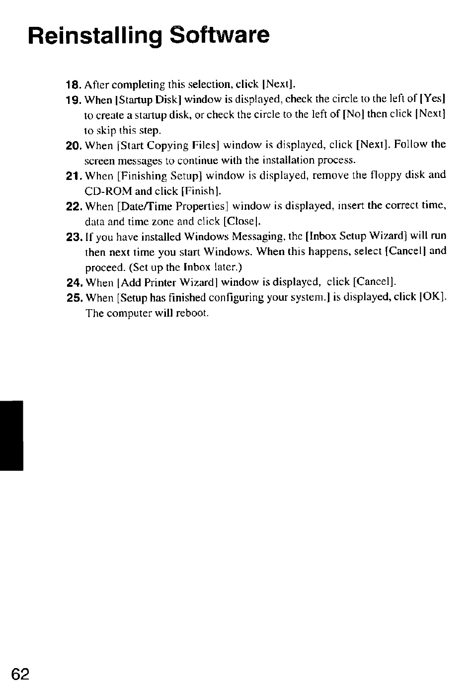 Reinstalling software | Panasonic CF-M32 Series User Manual | Page 62 / 88