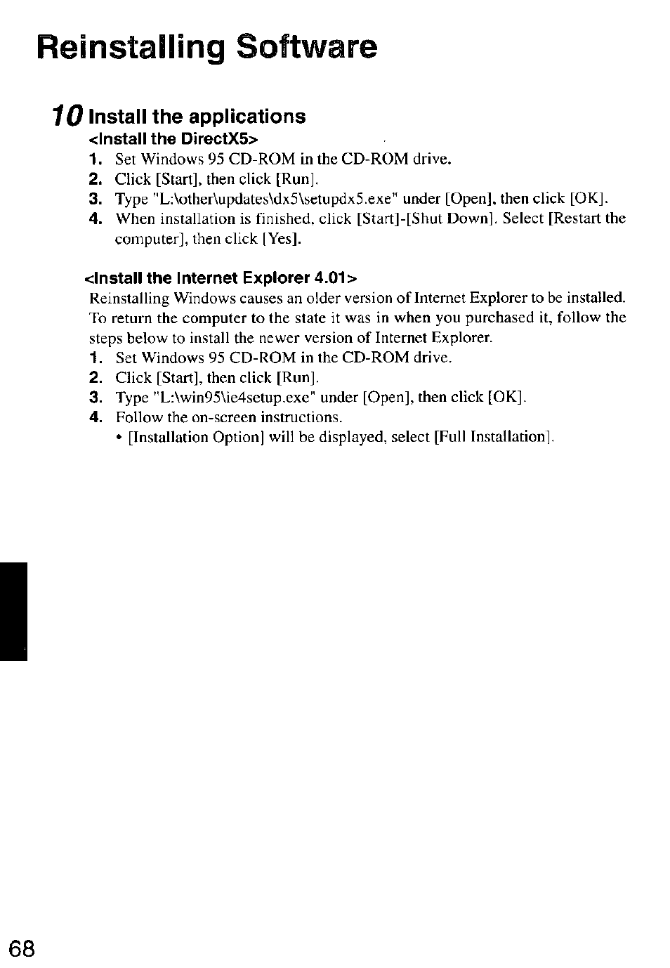 10 install the applications, Reinstailing software | Panasonic CF-M32 Series User Manual | Page 68 / 88