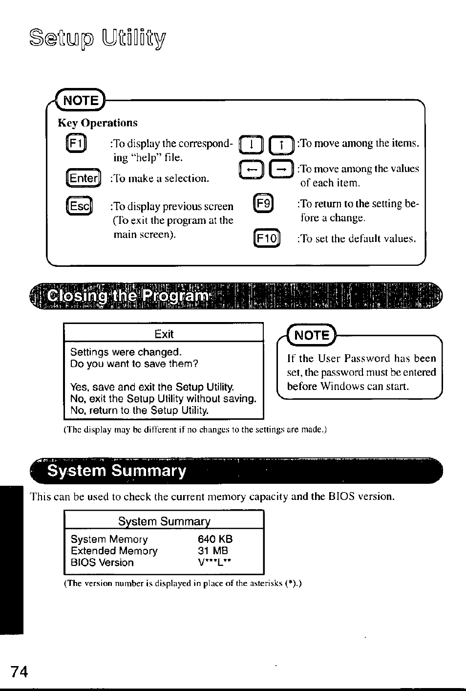 System summary, Itlyp ufidldi | Panasonic CF-M32 Series User Manual | Page 74 / 88