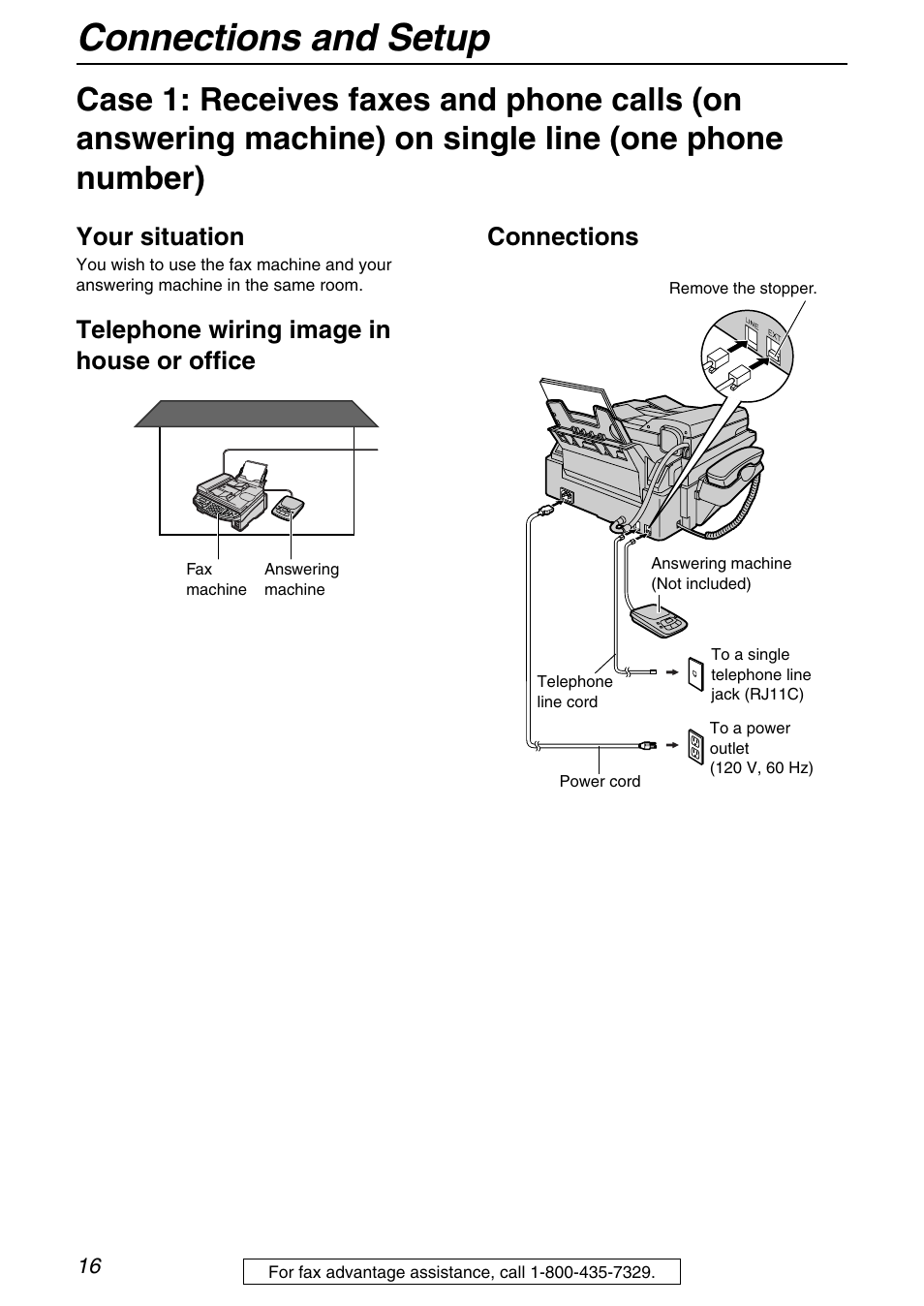 Connections and setup, Your situation | Panasonic KX-FB421 User Manual | Page 16 / 92