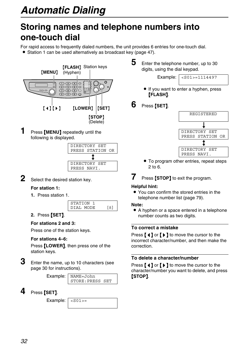 Telephone, Automatic dialing | Panasonic KX-FB421 User Manual | Page 32 / 92