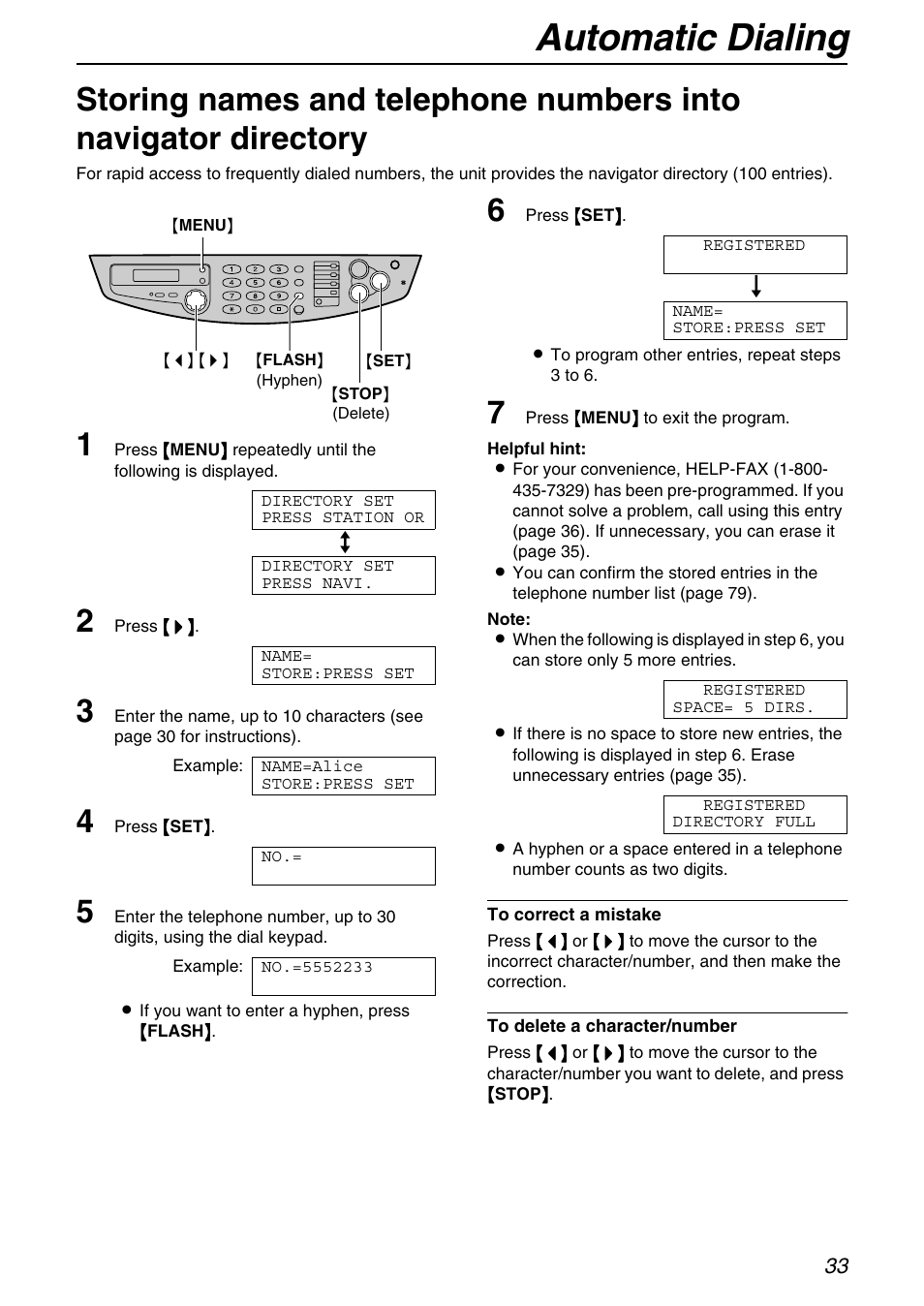 Automatic dialing | Panasonic KX-FB421 User Manual | Page 33 / 92