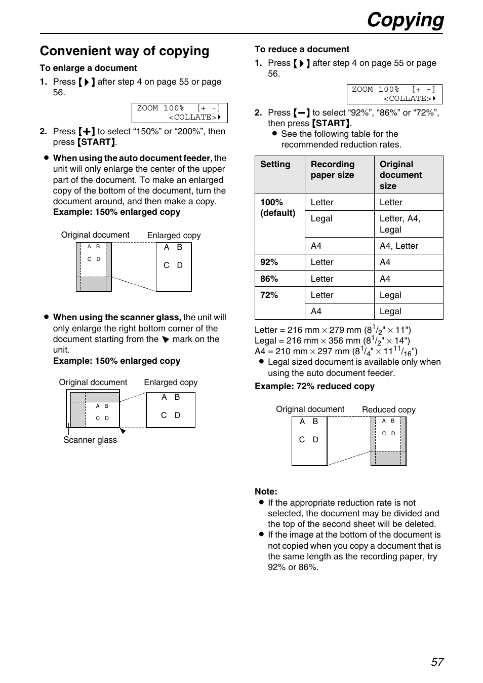 Copying, Convenient way of copying | Panasonic KX-FB421 User Manual | Page 57 / 92