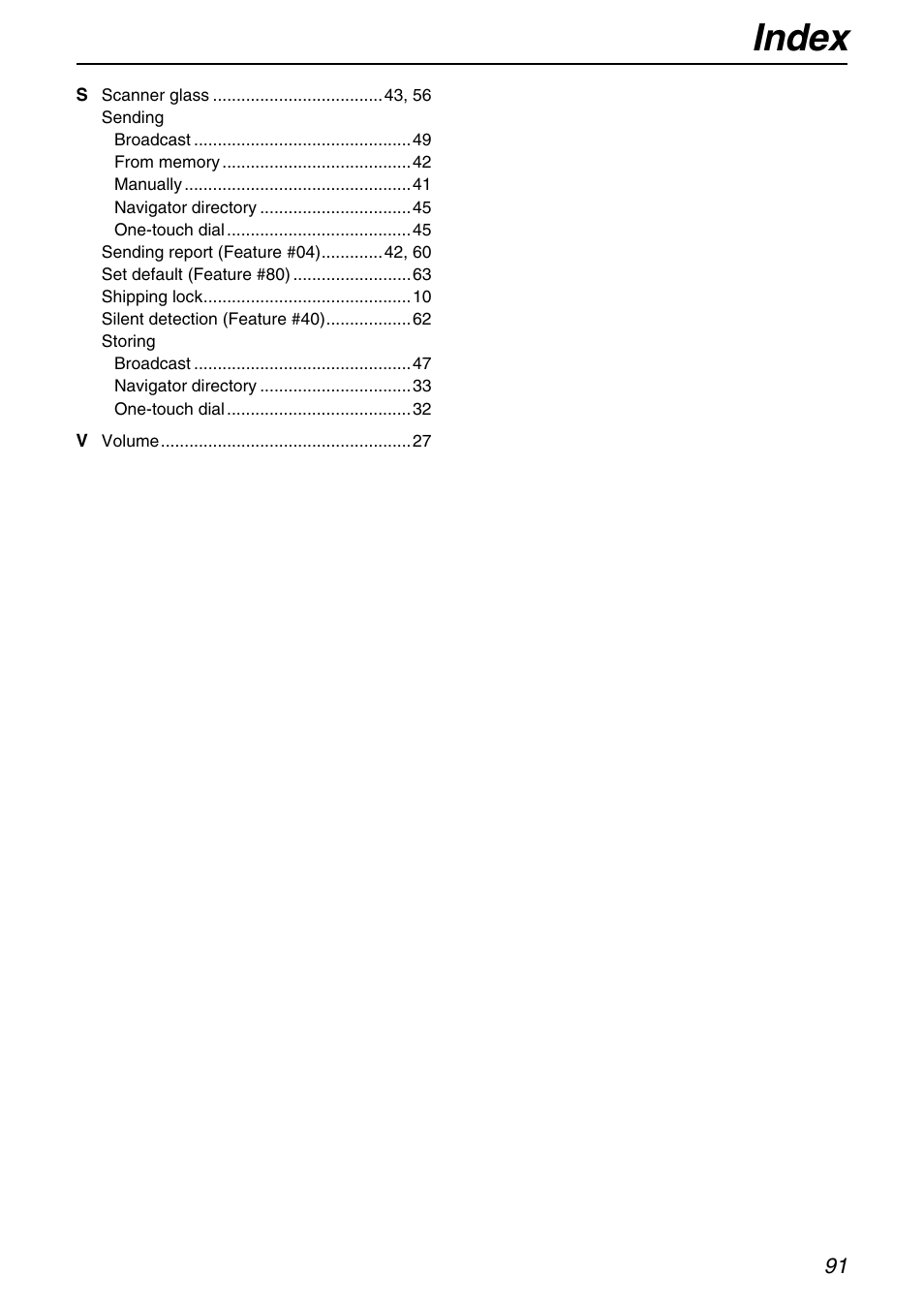 Index | Panasonic KX-FB421 User Manual | Page 91 / 92