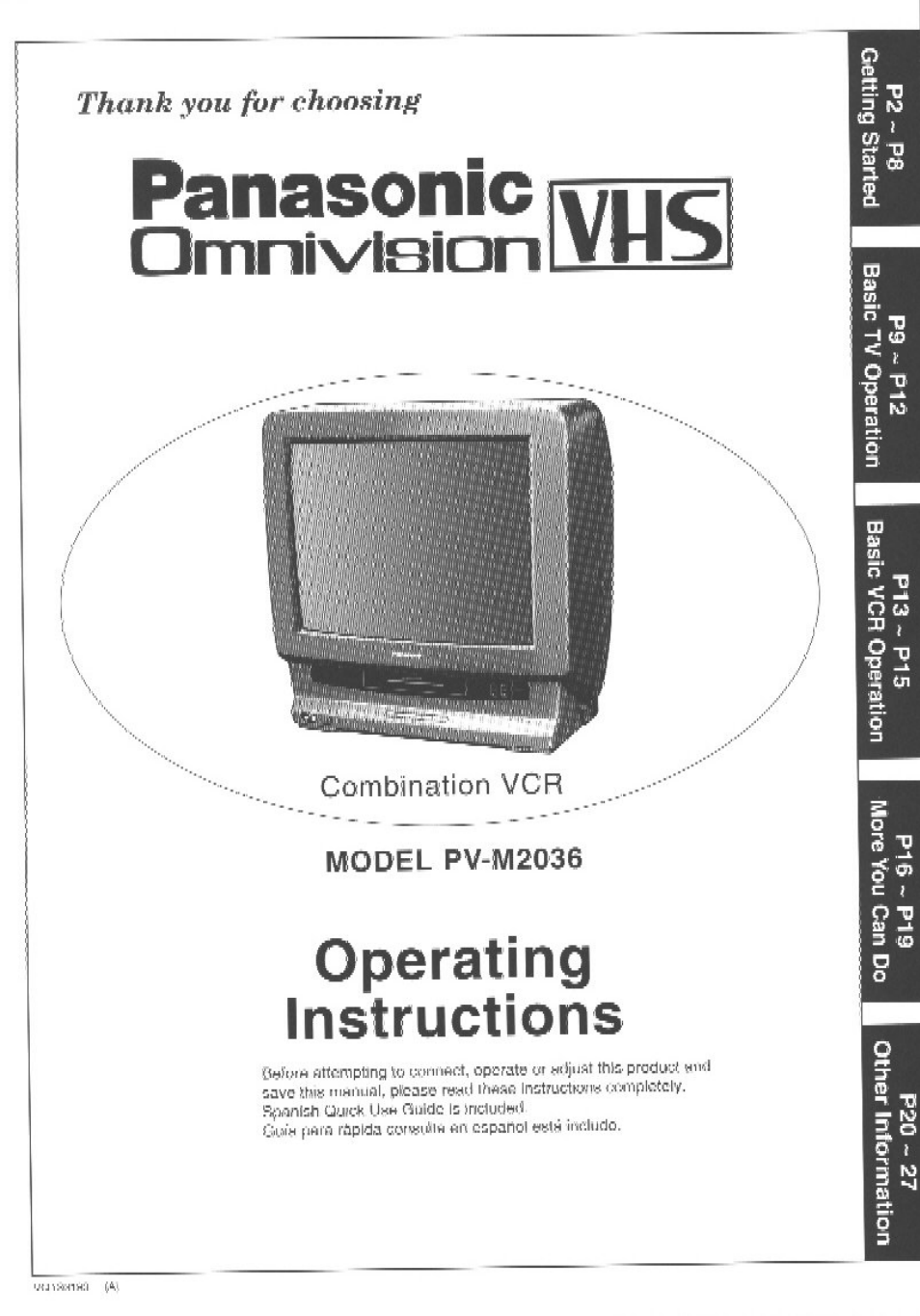 Panasonic PV-M2036 User Manual | 28 pages