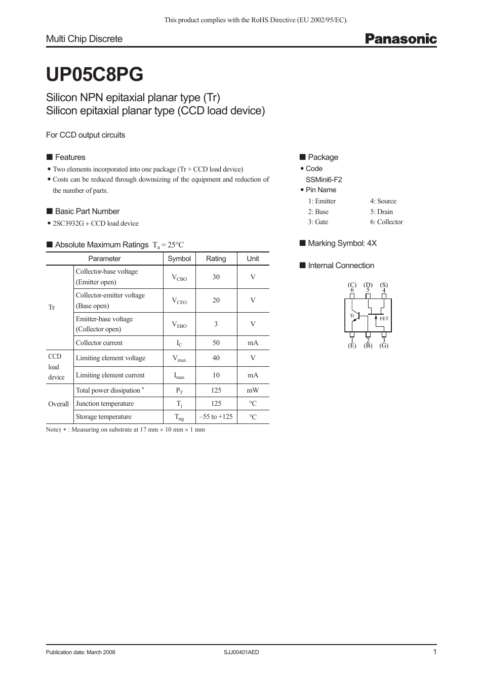 Panasonic UP05C8PG User Manual | 5 pages