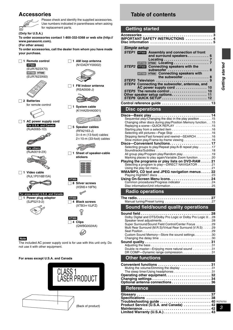 Panasonic SC-HT900 User Manual | Page 3 / 44