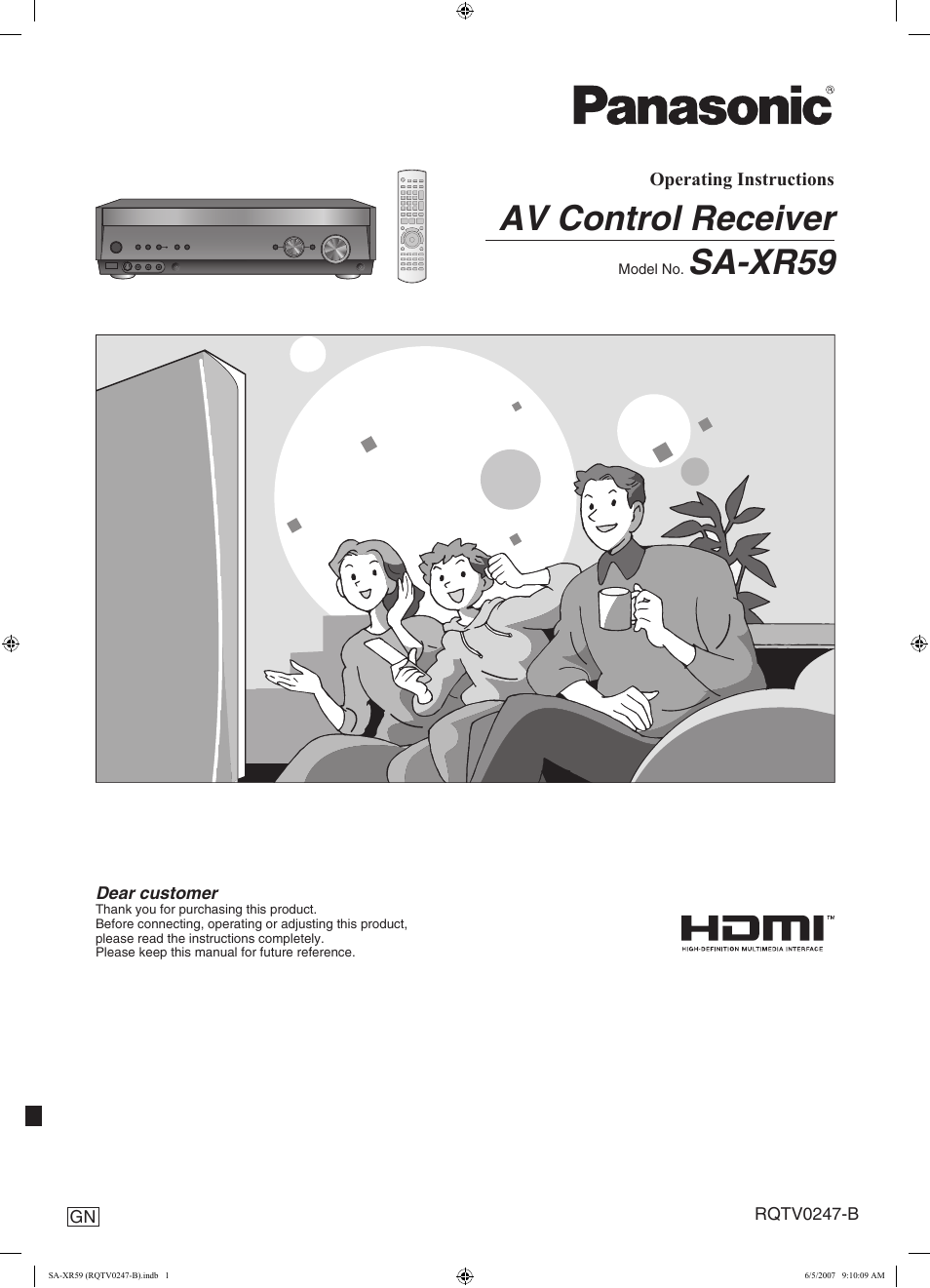 Panasonic SA-XR59 User Manual | 40 pages