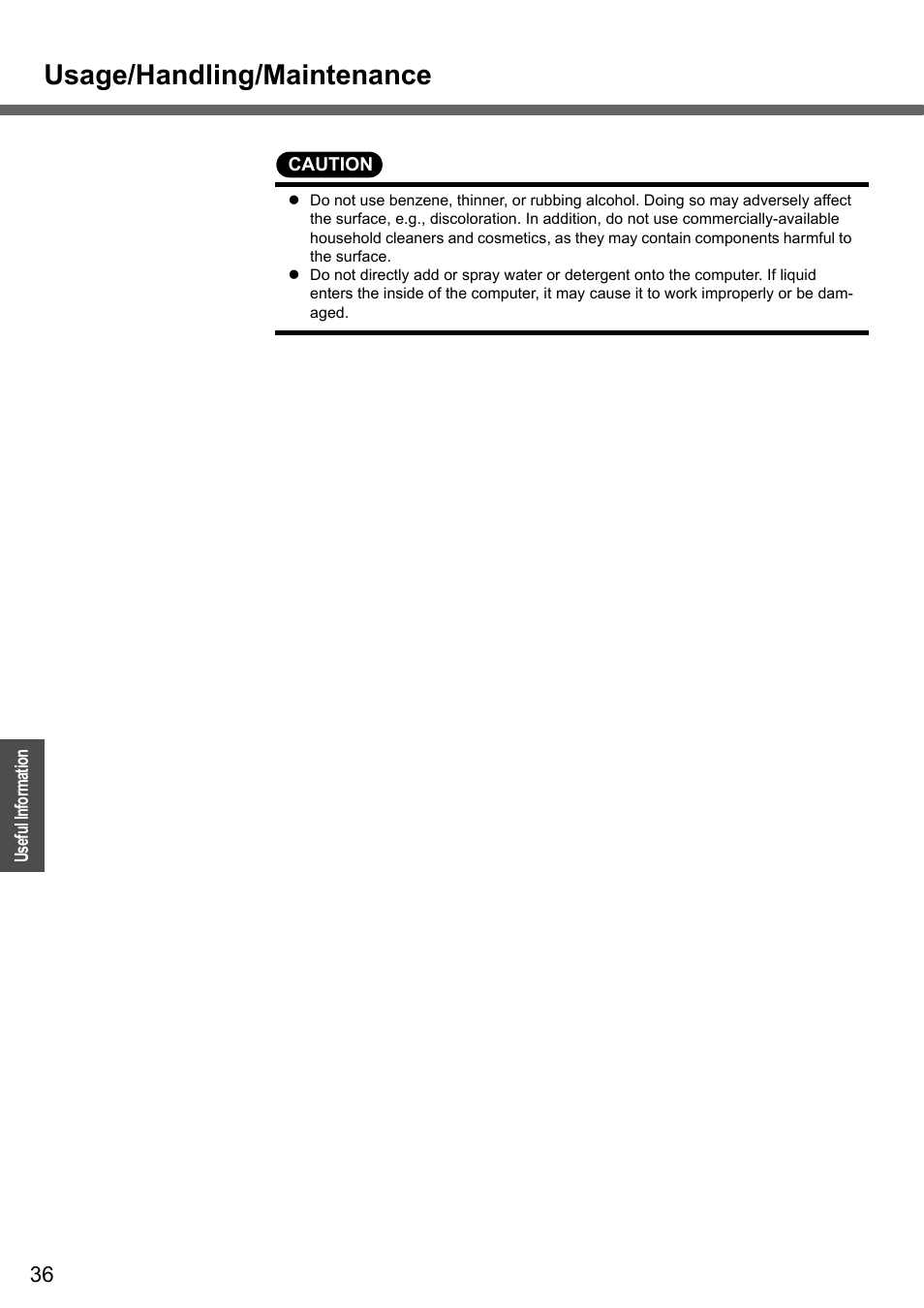 Usage/handling/maintenance | Panasonic CF-Y4 User Manual | Page 36 / 68