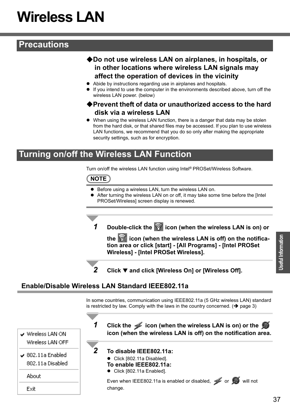 Wireless lan | Panasonic CF-Y4 User Manual | Page 37 / 68