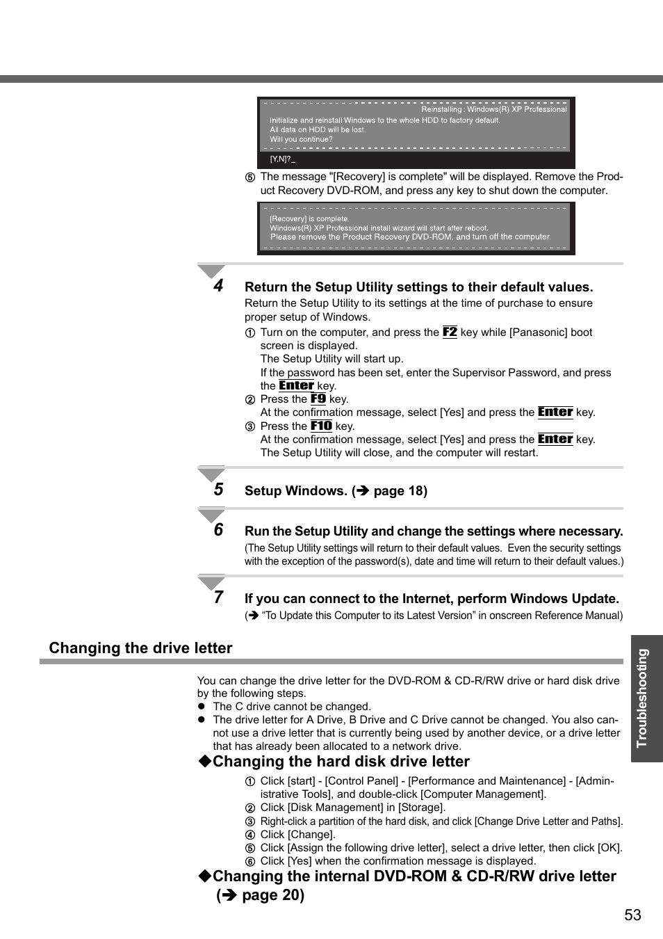 Changing the drive letter, Changing the hard disk drive letter | Panasonic CF-Y4 User Manual | Page 53 / 68