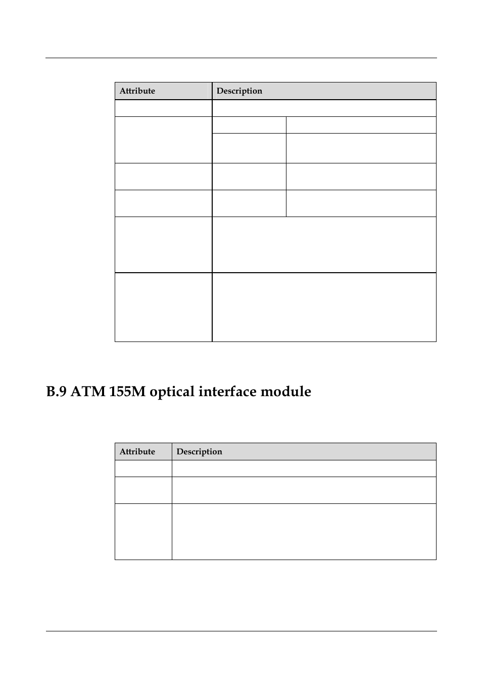 B.9 atm 155m optical interface module, Table b-14 attributes of the 4sae interface | Panasonic 324566-A User Manual | Page 158 / 172