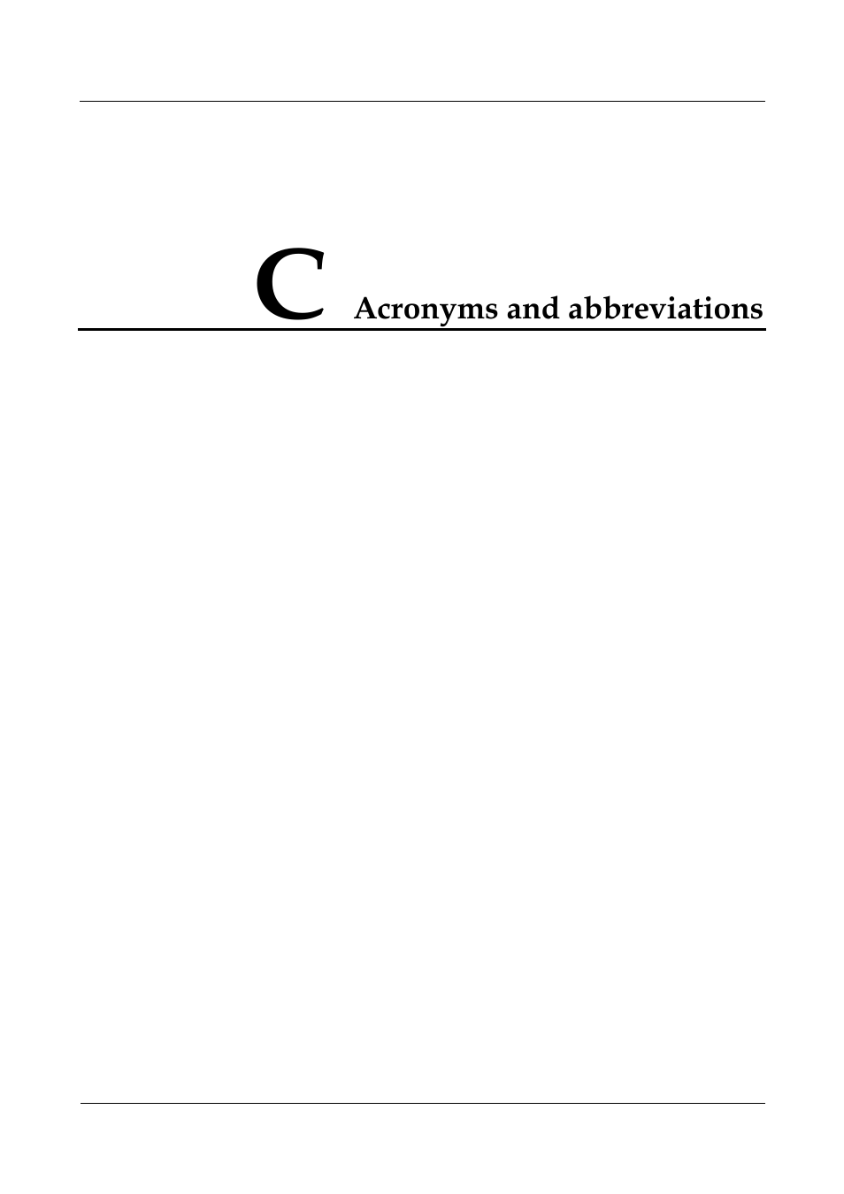 C acronyms and abbreviations, Acronyms and abbreviations | Panasonic 324566-A User Manual | Page 164 / 172