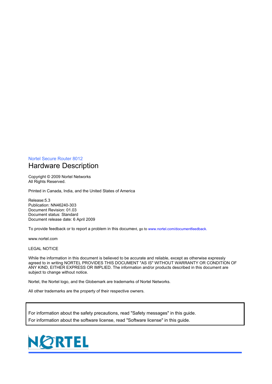 Cover & spine, Hardware description | Panasonic 324566-A User Manual | Page 172 / 172