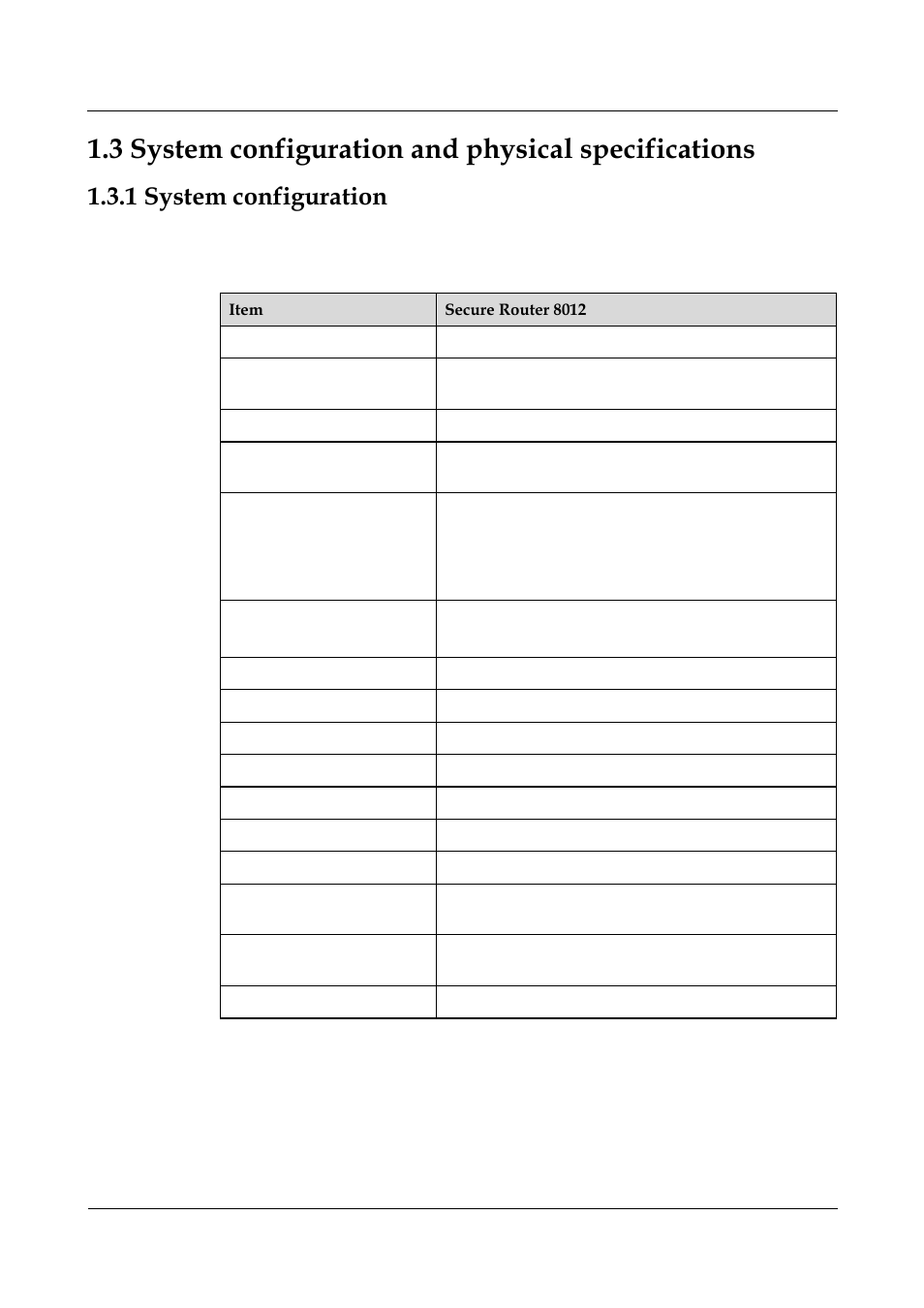 3 system configuration and physical specifications, 1 system configuration, Table 1-2 system configuration data | Panasonic 324566-A User Manual | Page 29 / 172