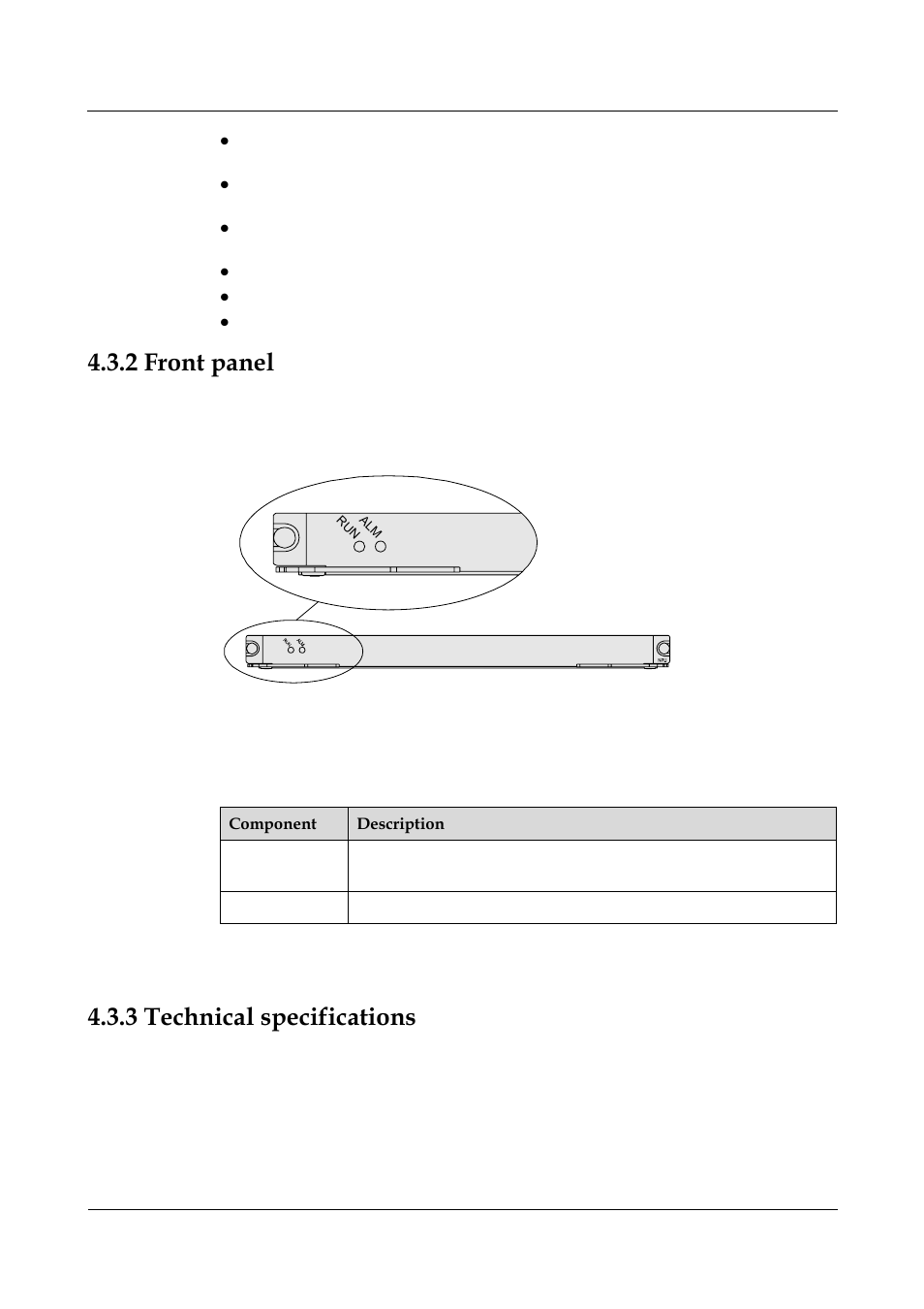 2 front panel, 3 technical specifications, Figure 4-8 appearance of the npu front panel | Table 4-12 description of the npu indicators | Panasonic 324566-A User Manual | Page 76 / 172