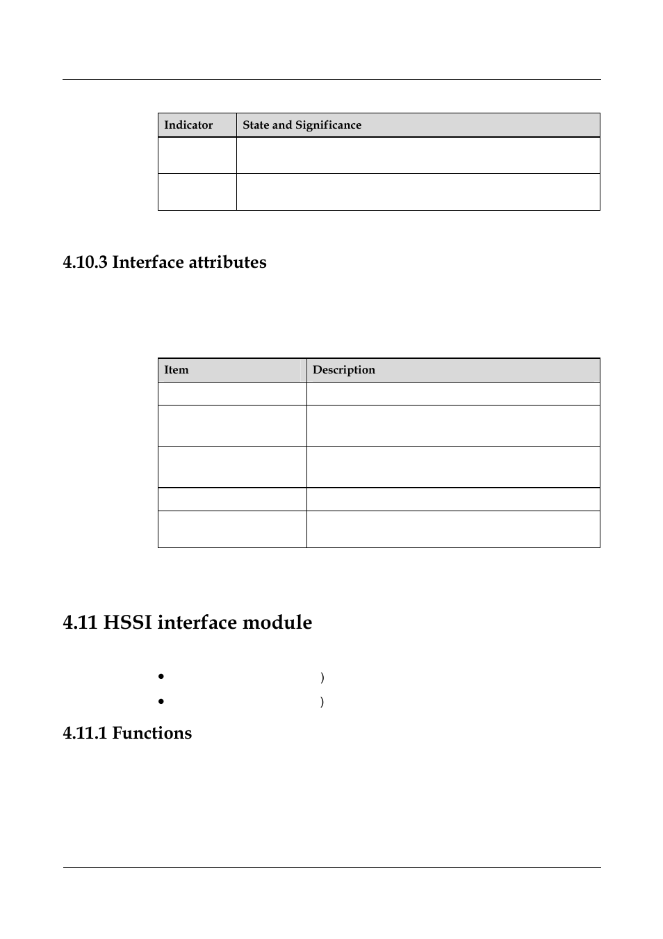 3 interface attributes, 11 hssi interface module, 1 functions | Panasonic 324566-A User Manual | Page 93 / 172