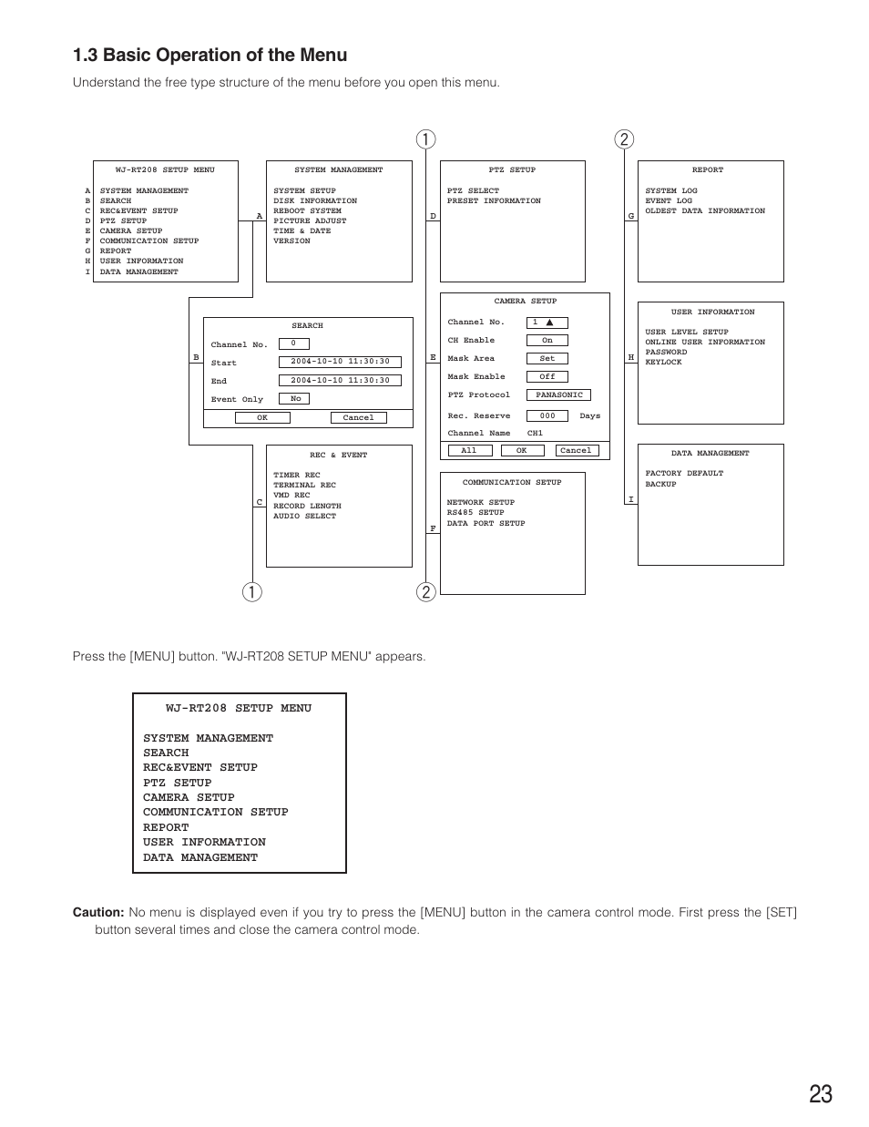 Qw q w, 3 basic operation of the menu | Panasonic WJ-RT208 User Manual | Page 23 / 62
