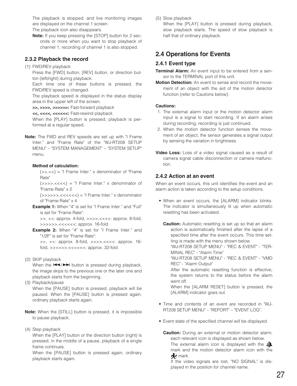 4 operations for events | Panasonic WJ-RT208 User Manual | Page 27 / 62