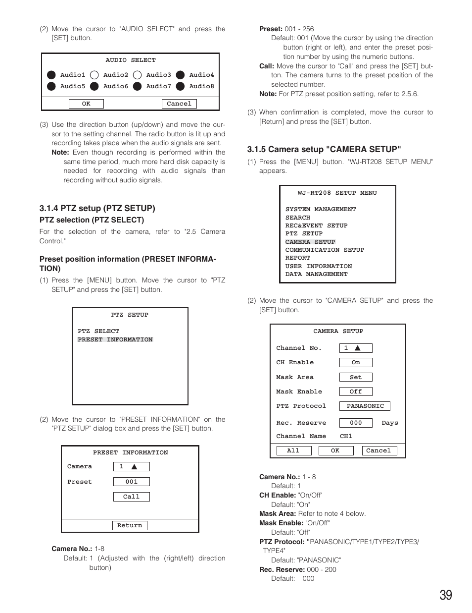 Panasonic WJ-RT208 User Manual | Page 39 / 62