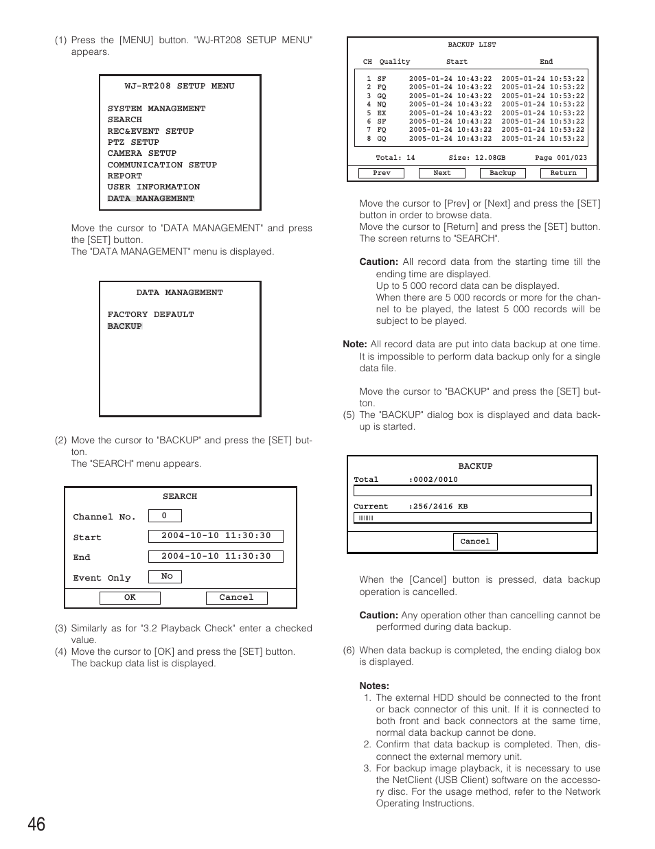 Panasonic WJ-RT208 User Manual | Page 46 / 62
