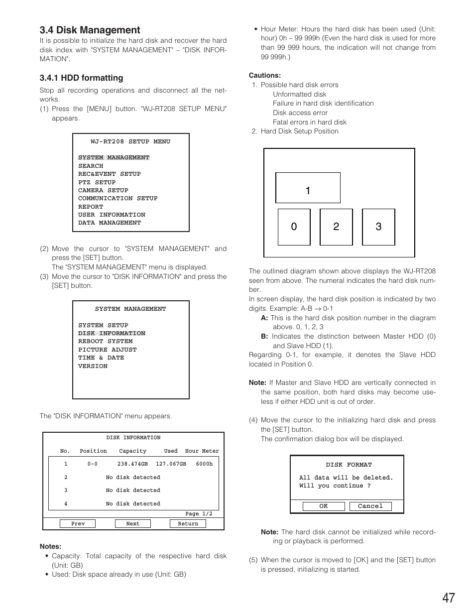 4 disk management | Panasonic WJ-RT208 User Manual | Page 47 / 62