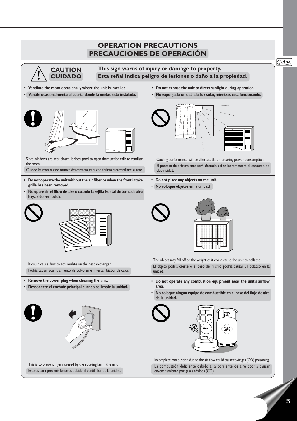 Operation precautions precauciones de operación, Caution cuidado | Panasonic CW-C60YU User Manual | Page 6 / 23