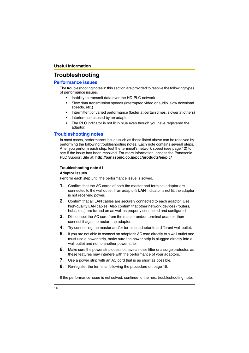 Troubleshooting | Panasonic BL-PA100KT User Manual | Page 16 / 20