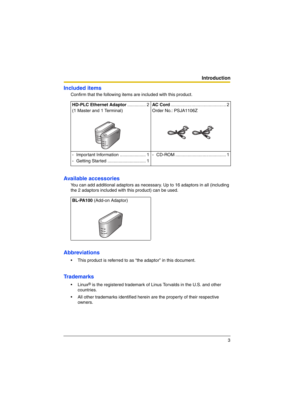 Panasonic BL-PA100KT User Manual | Page 3 / 20