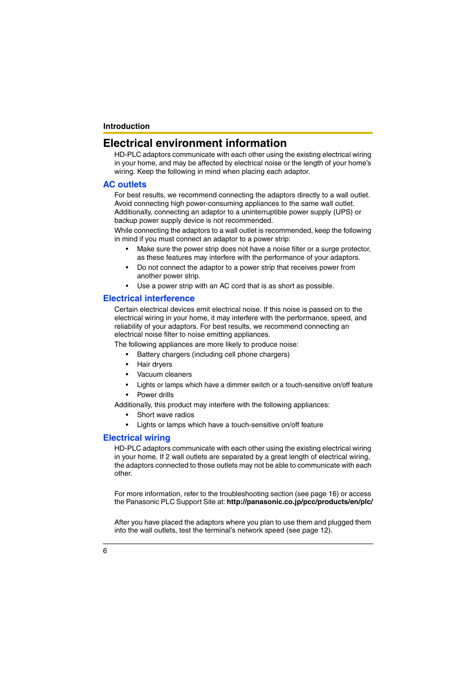 Electrical environment information | Panasonic BL-PA100KT User Manual | Page 6 / 20