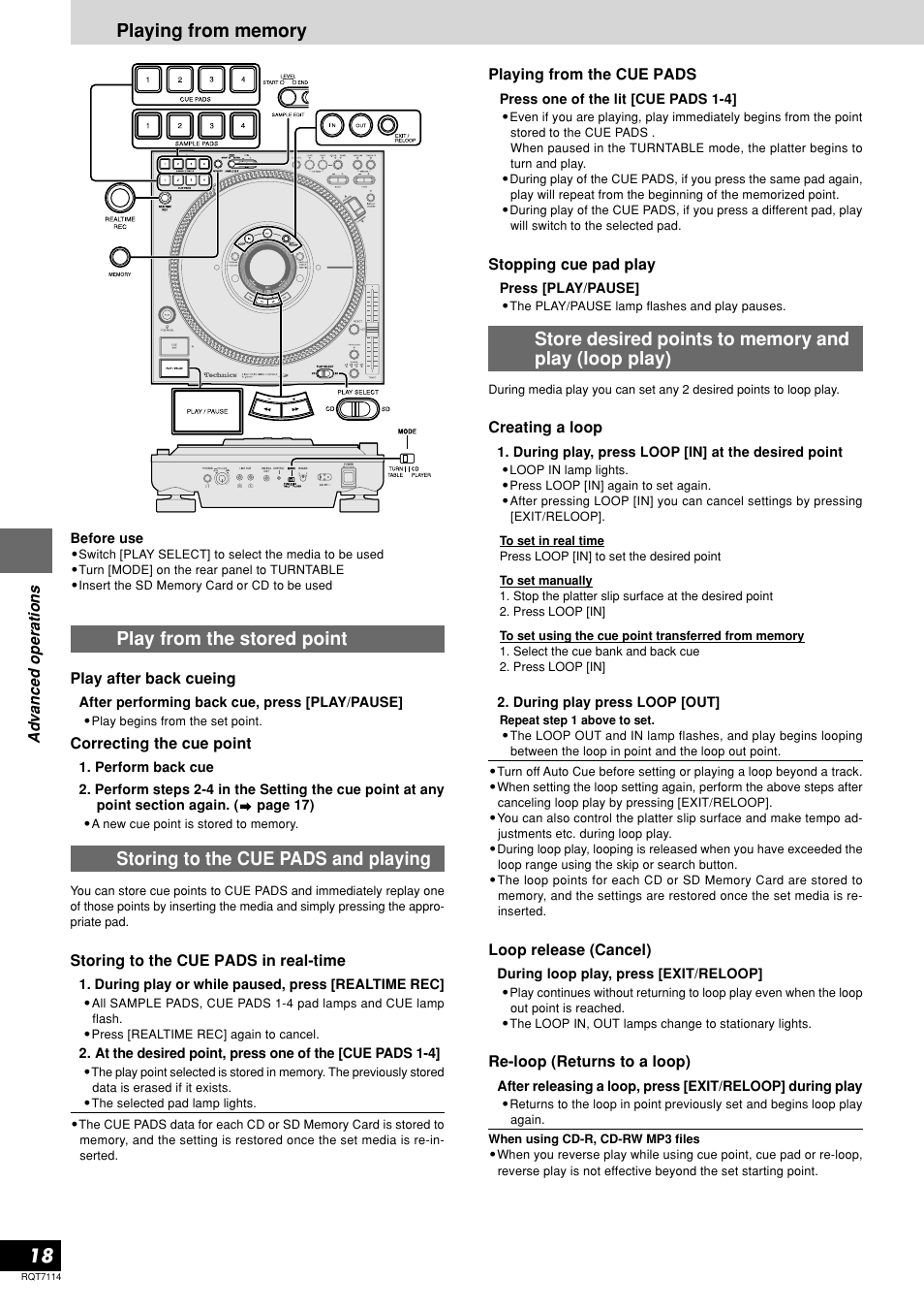 Play from the stored point | Panasonic SL-DZ1200 User Manual | Page 18 / 28