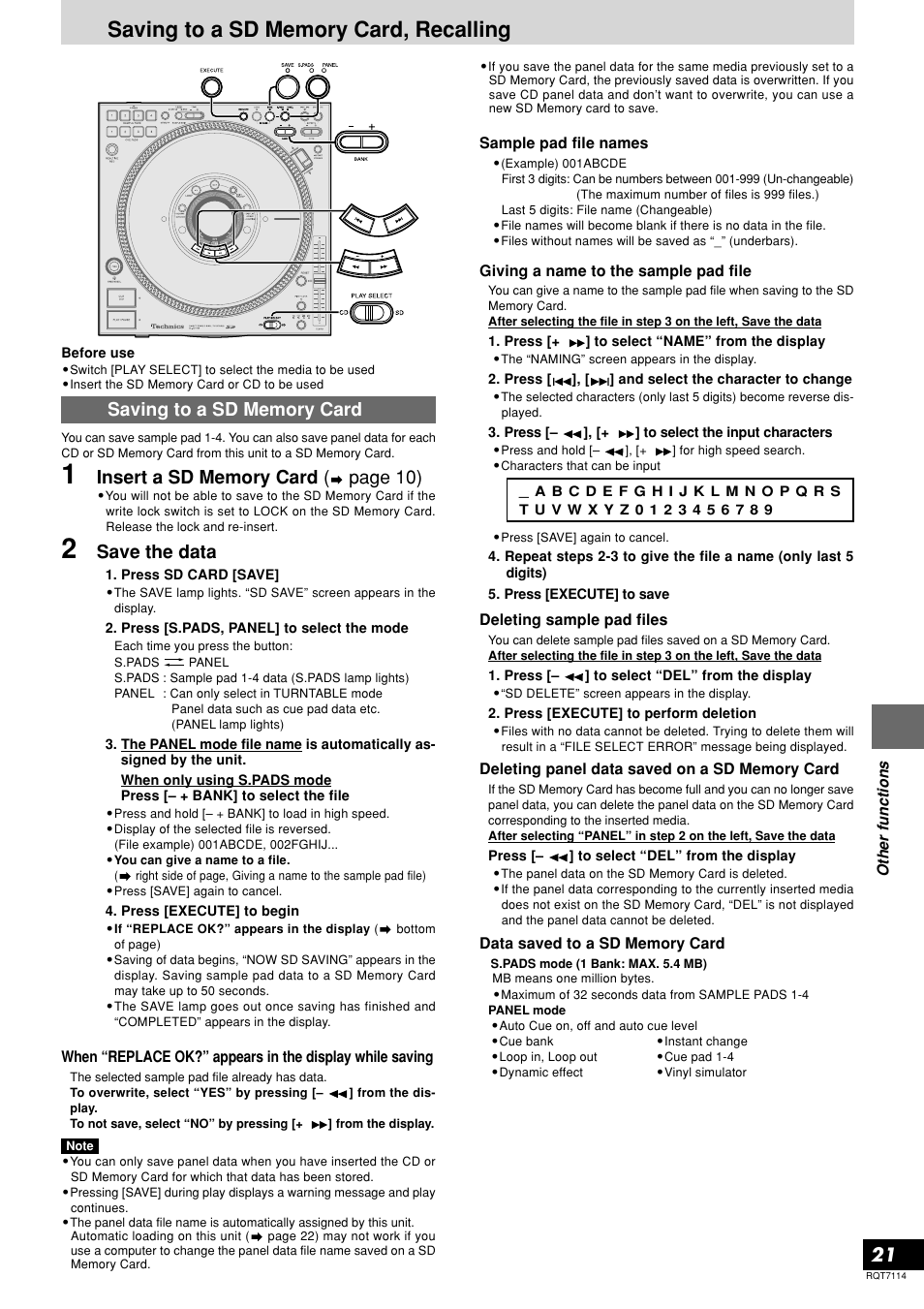 Save the data | Panasonic SL-DZ1200 User Manual | Page 21 / 28