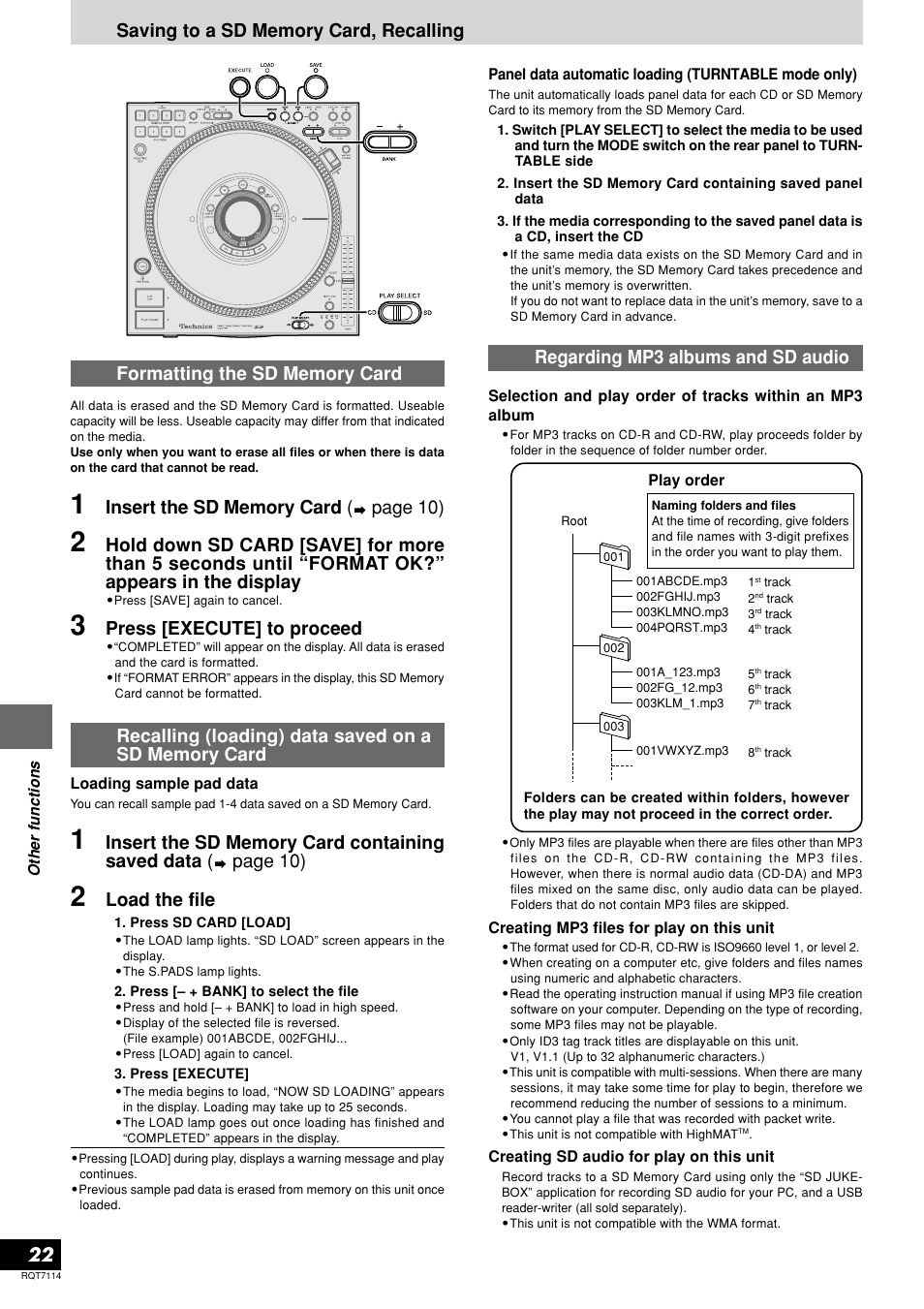 Load the file, Press [execute] to proceed | Panasonic SL-DZ1200 User Manual | Page 22 / 28