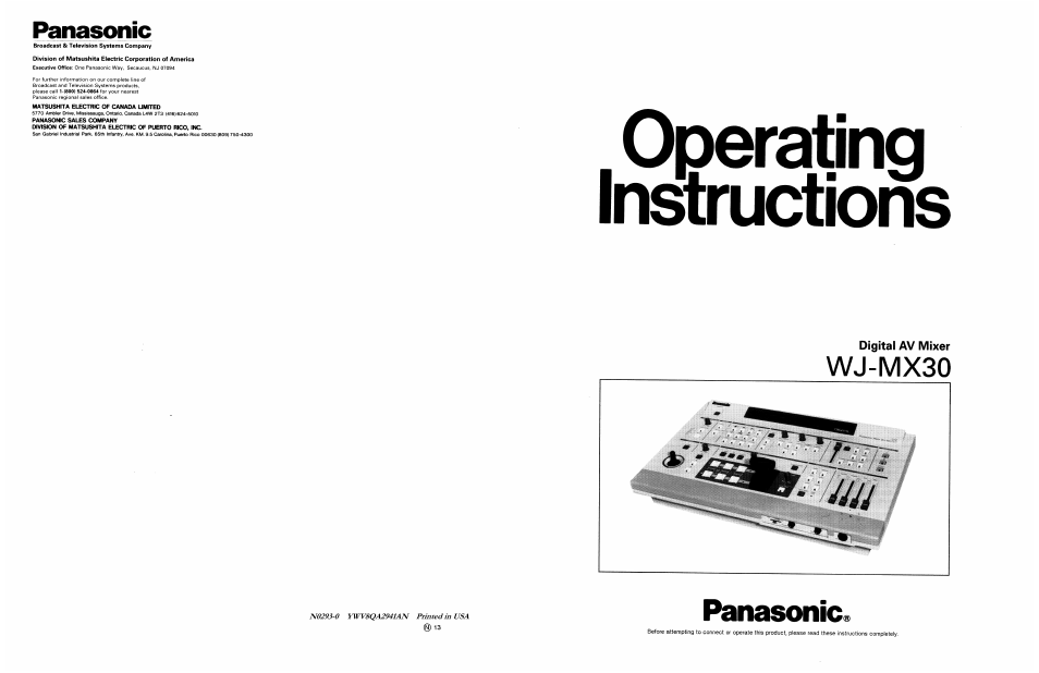 Panasonic WJ-MX30 User Manual | 32 pages