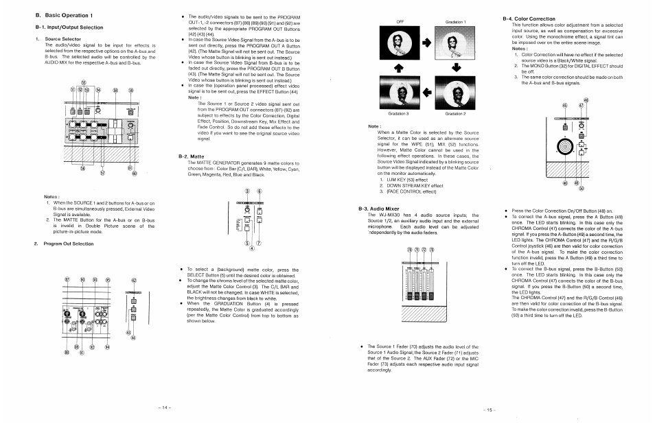 B-4. color correction, B-3. audio mixer | Panasonic WJ-MX30 User Manual | Page 17 / 32