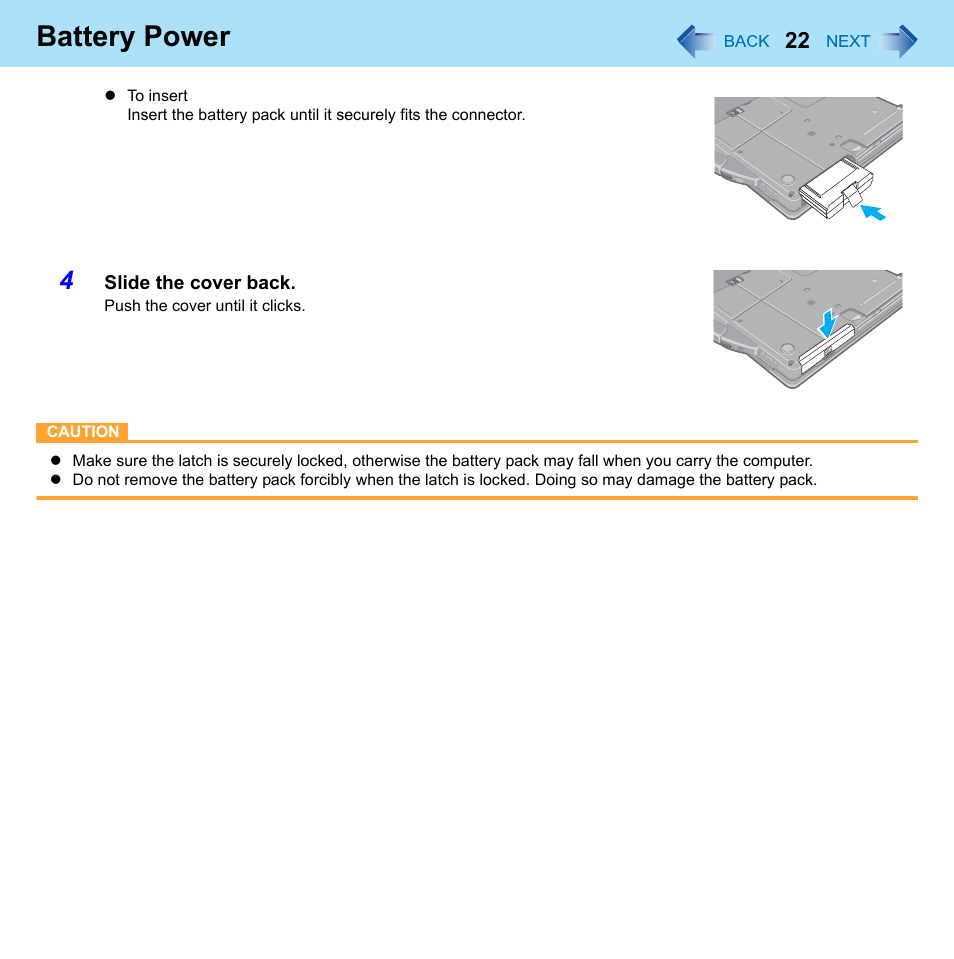 Battery power | Panasonic CF-52 Series User Manual | Page 22 / 106