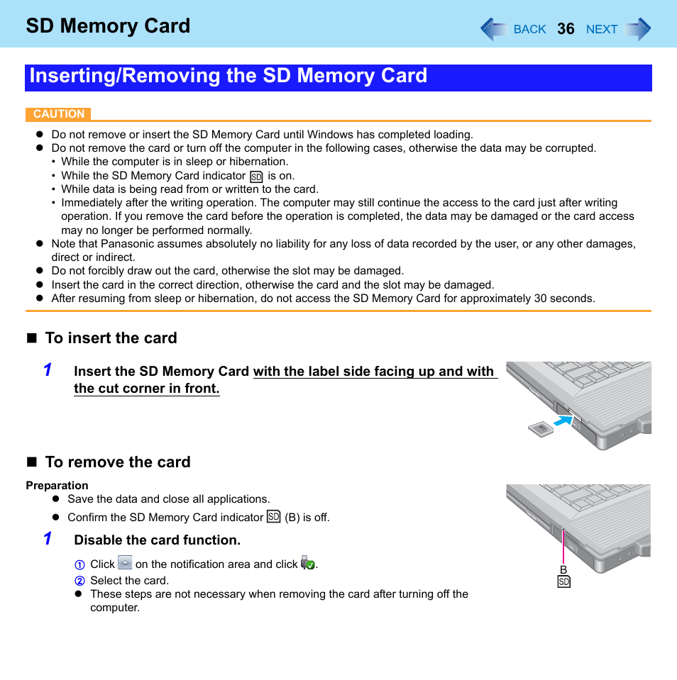 Panasonic CF-52 Series User Manual | Page 36 / 106