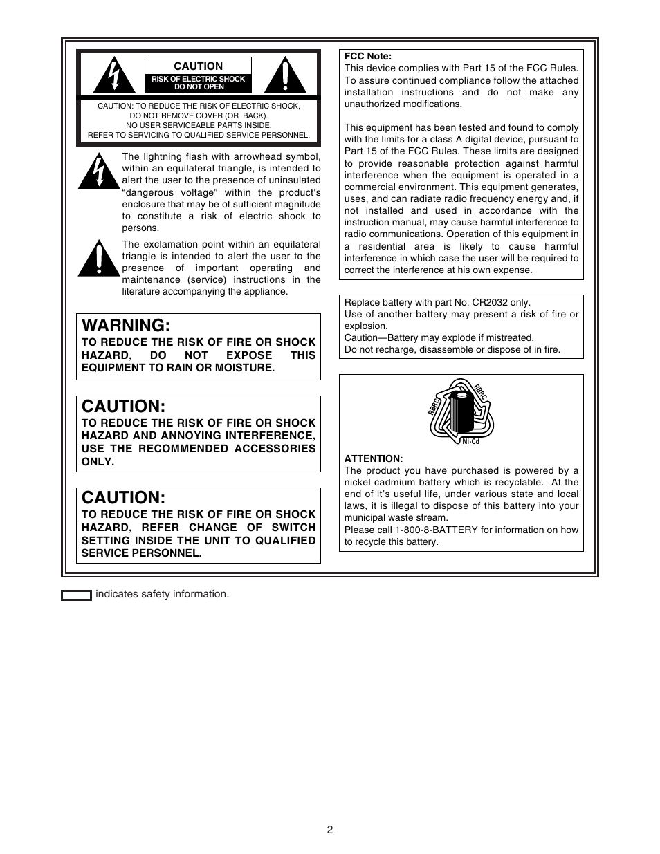 Warning, Caution | Panasonic AJ-HDC20A P User Manual | Page 2 / 116