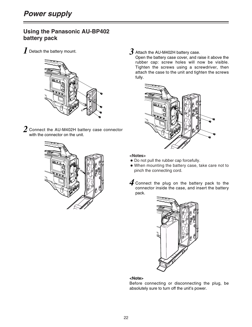 Power supply | Panasonic AJ-HDC20A P User Manual | Page 22 / 116