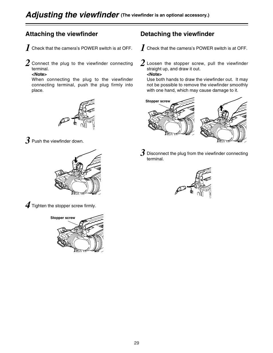 Adjusting the viewfinder | Panasonic AJ-HDC20A P User Manual | Page 29 / 116