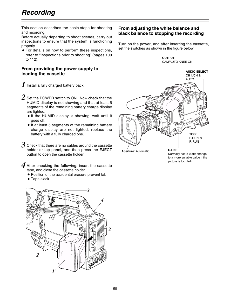 Recording | Panasonic AJ-HDC20A P User Manual | Page 65 / 116