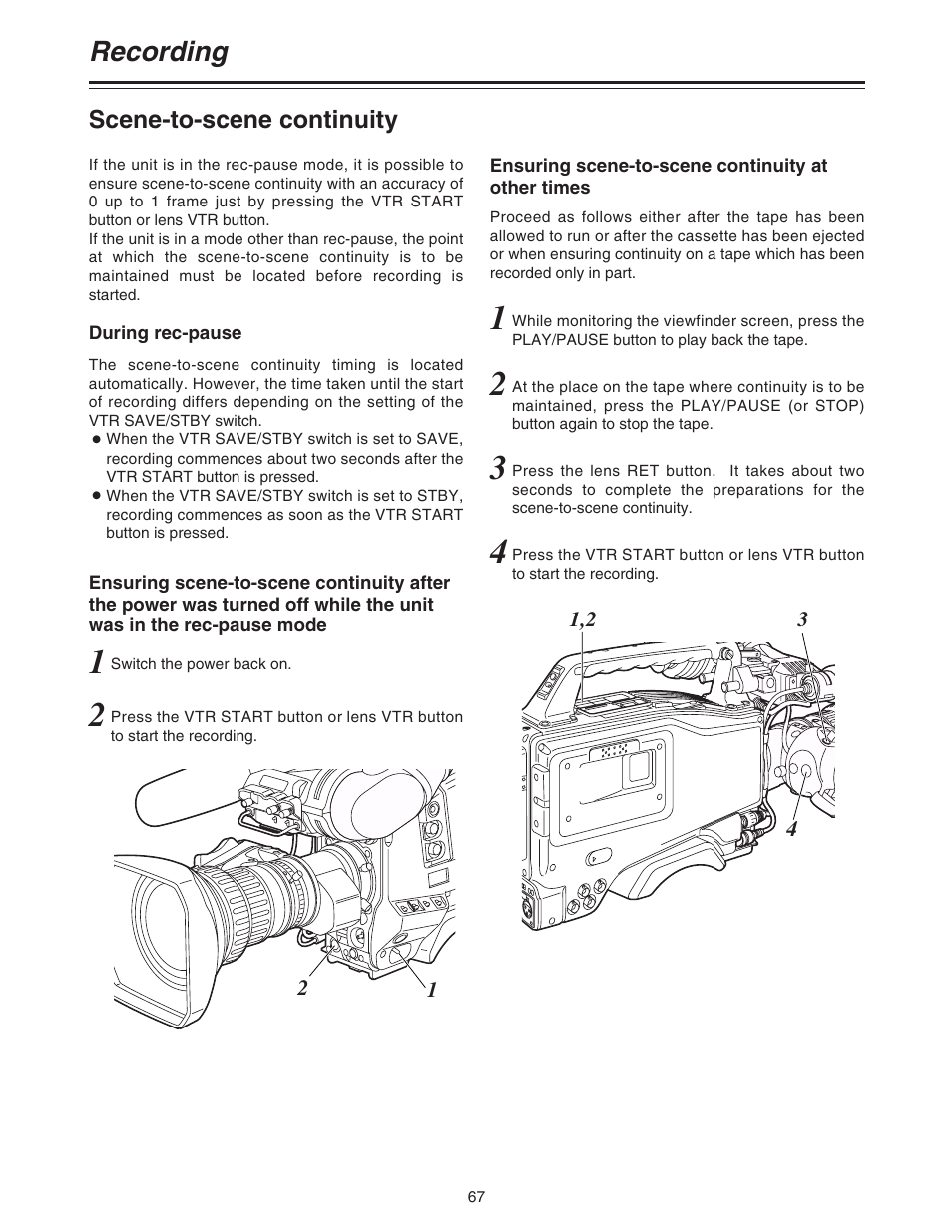 Recording | Panasonic AJ-HDC20A P User Manual | Page 67 / 116